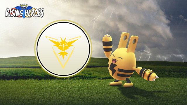 Spark's Elekid image in Pokémon GO next to the Team Instinct logo.