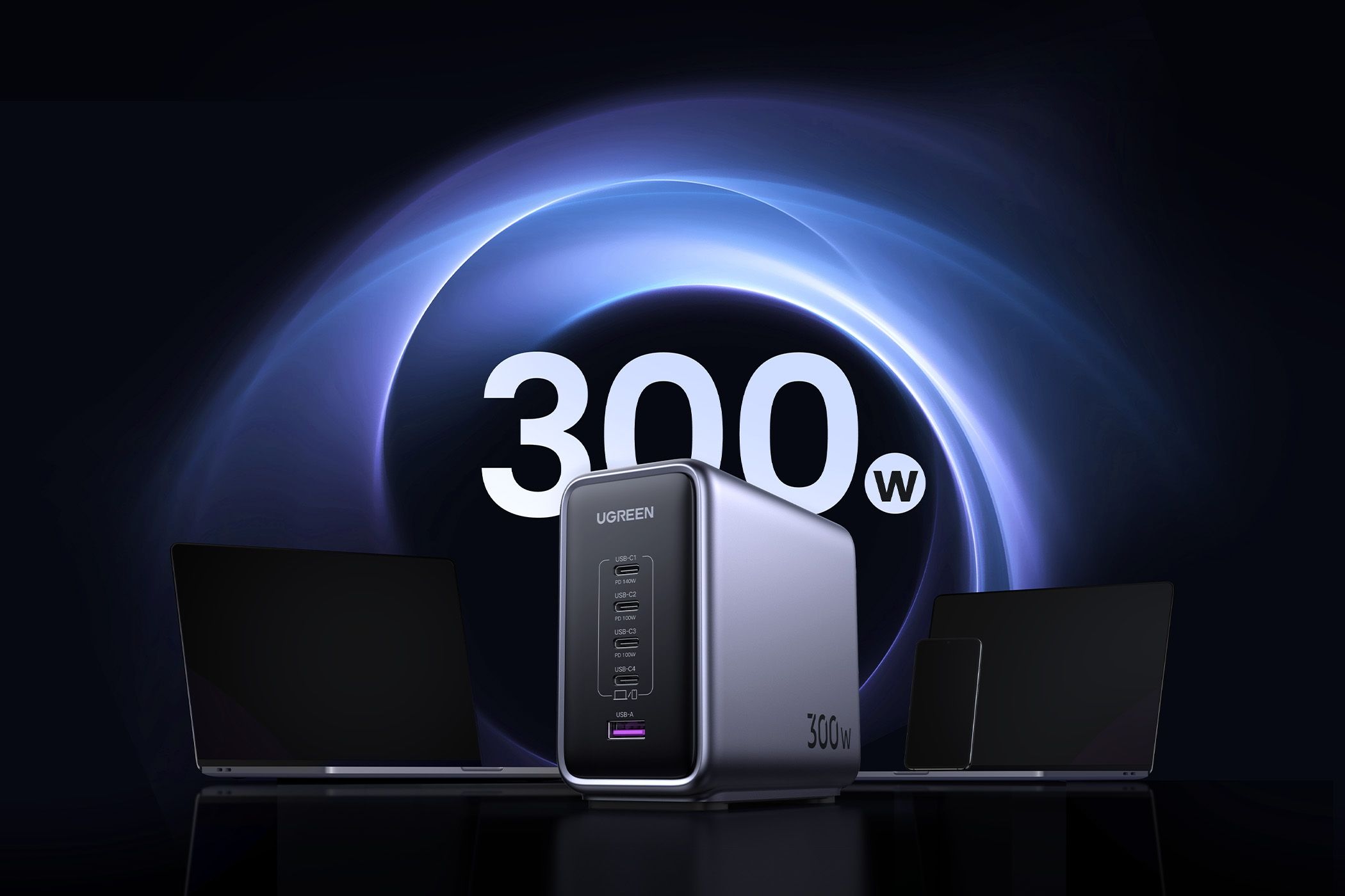 Simplify your charging setup with the UGREEN 300W GaN multi-device charger