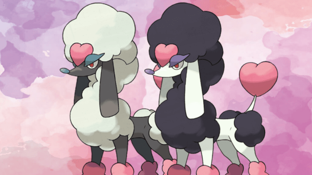 Images of Heart Trim Furfrou in both normal and shiny colors.